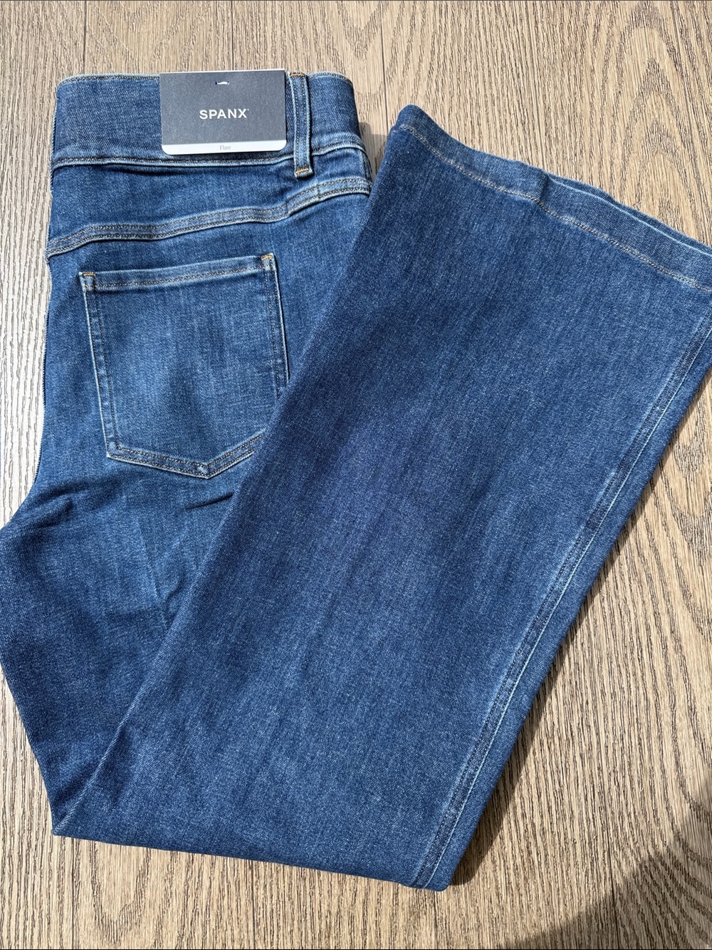 SPANX Medium Blue Denim-Look Flare Jeans